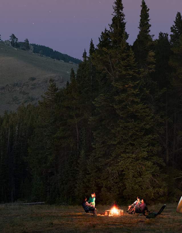 campfire next to tent