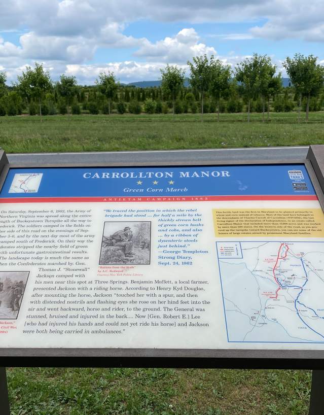 Civil War Trails sign at Carrollton Manor