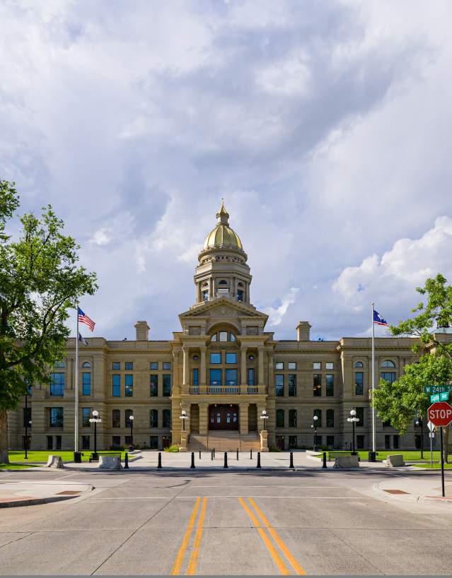 The Wyoming State Capitol building located in Cheyenne, Wyoming