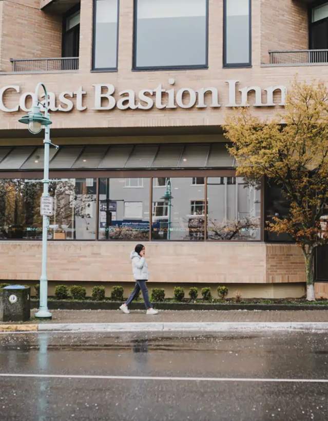 The outside of the Coast Bastion Inn.