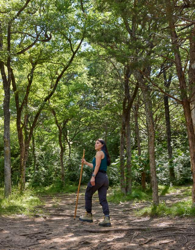 solo hiking looking back