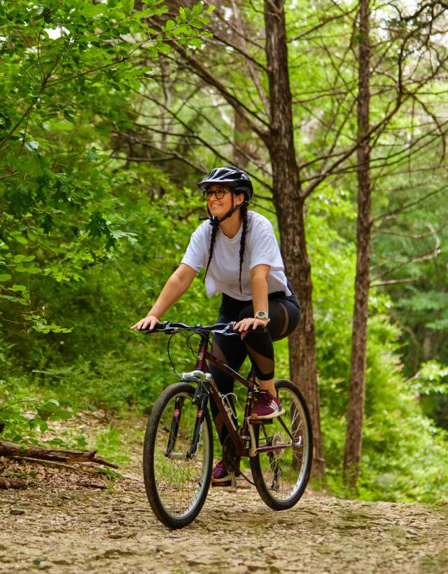 woman biking