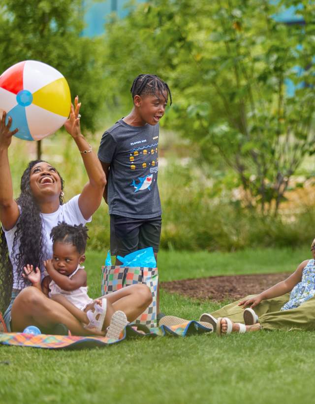 family at library picnic