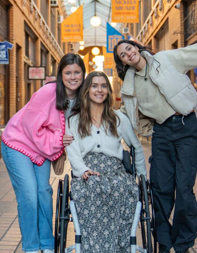 Emma Bailey, Influencer, and friends in Nickels Arcade