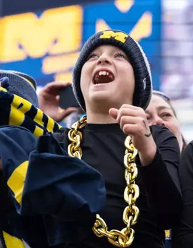Kids cheering at U-M Spring Game
