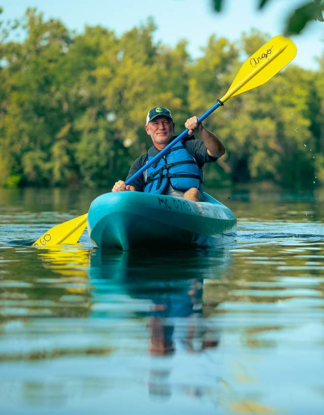 Man kayaking on Huron River