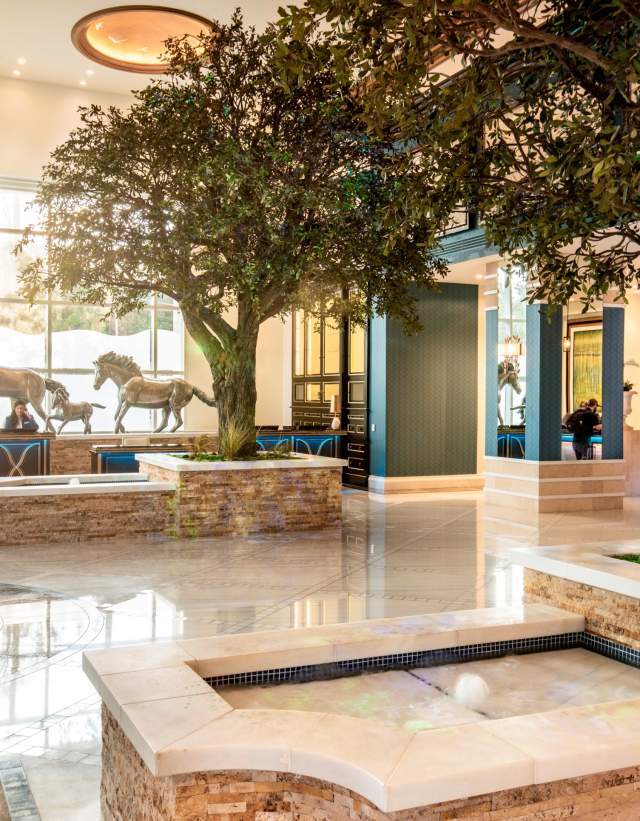 Lobby with greenery at the Fairmont hotel in Austin Texas