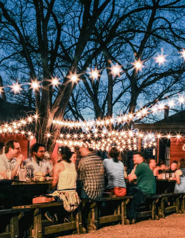 Bangers Sausage House and Beer Garden at night