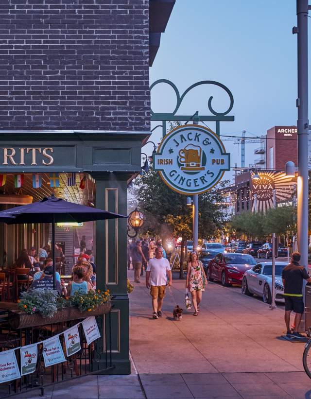 Jack and Gingers irish pub at rock rose in Domain northside in austin texas