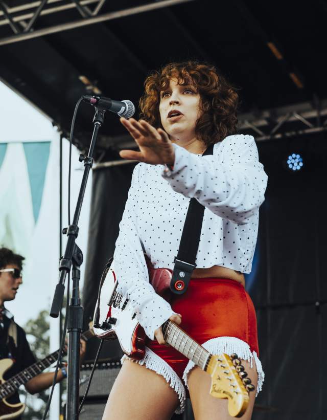 Sabrina Ellis of Sweet Spirit signing on stage at ACL Fest