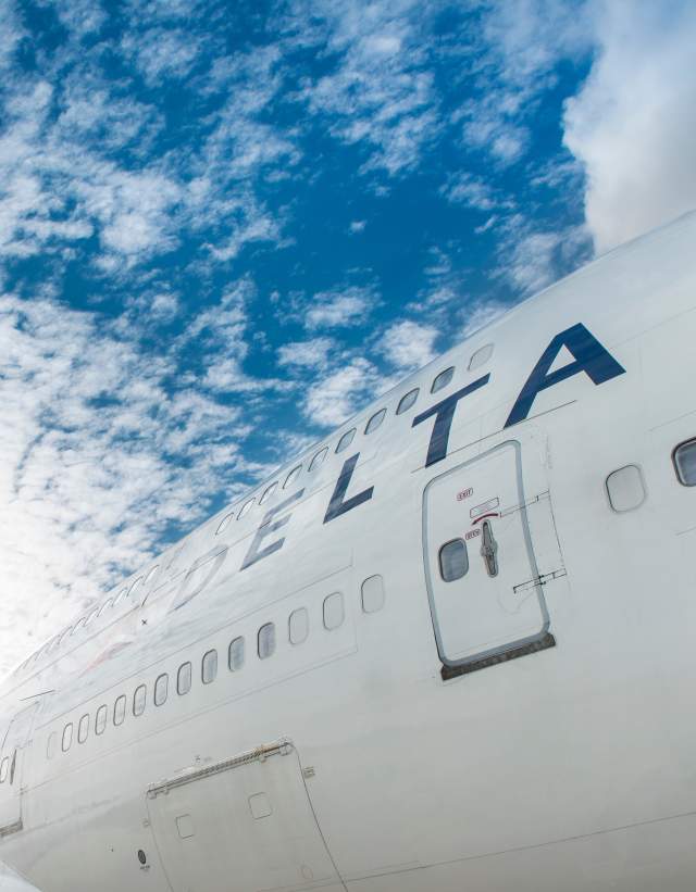 top of Delta plane with logo
