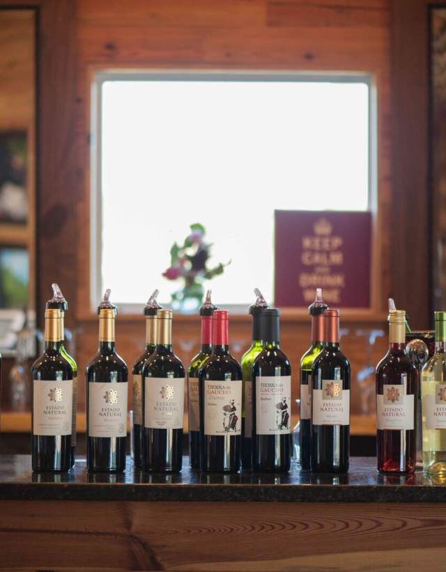 wine bottles at El Gaucho Winery tasting room near austin texas