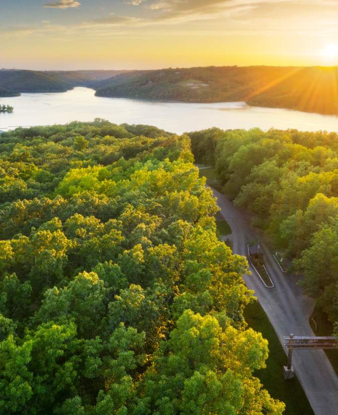 Entry Gate Aerial Camp Long Creek Lake Scenic