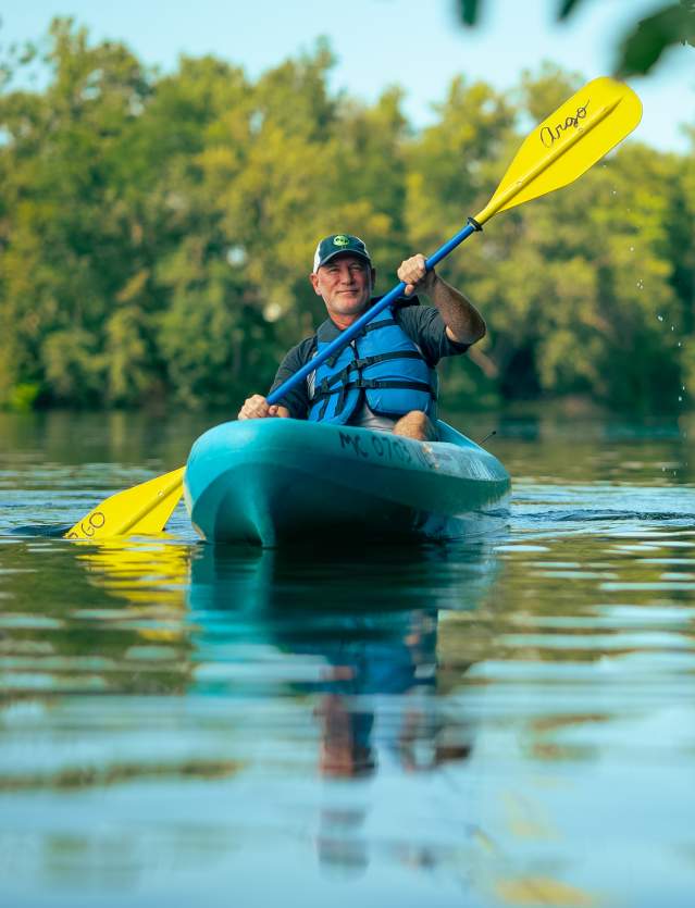 Man kayaking on Huron River