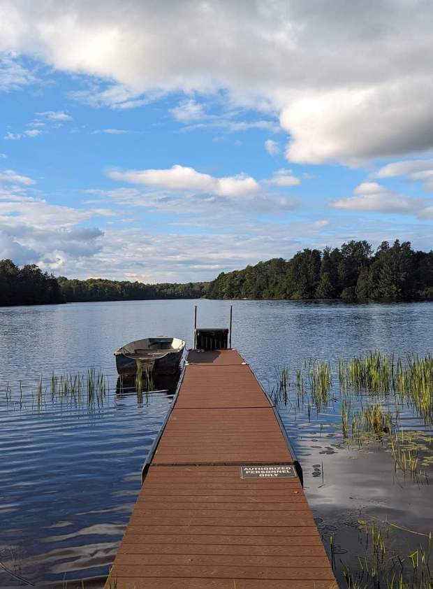 Spring dock on lake
