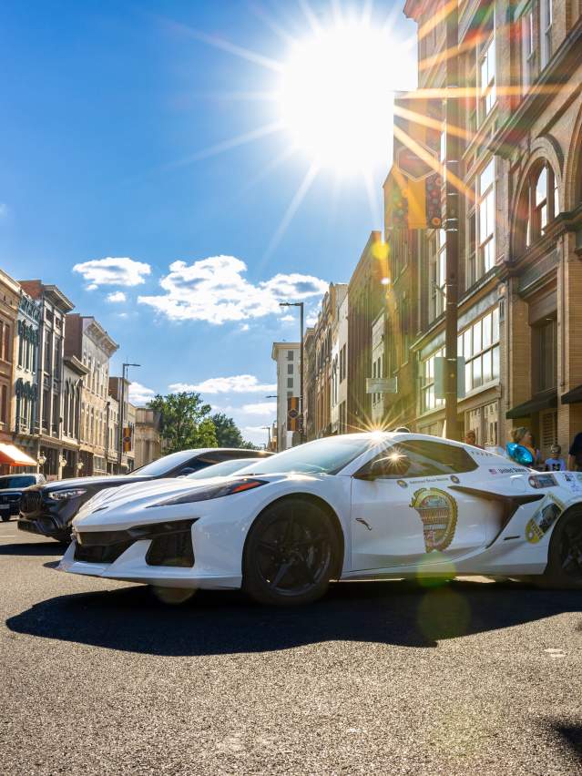 Sports car parked in downtown Paducah, Kentucky