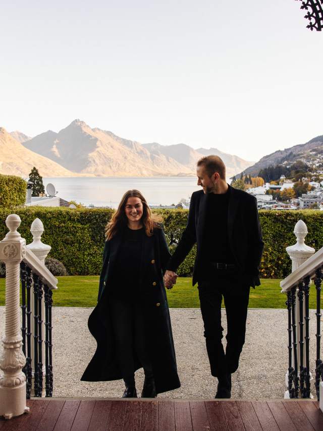 A couple arriving at Hulbert House