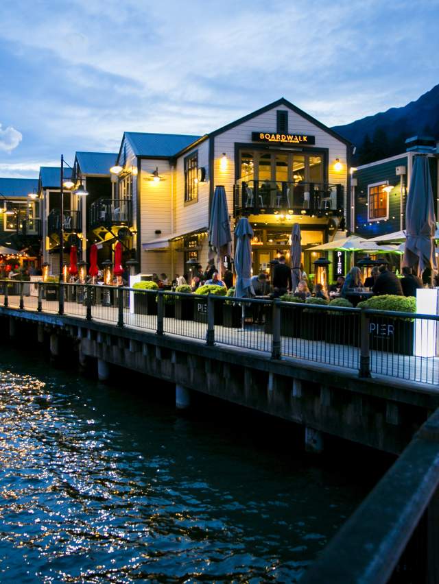 Steamer Wharf in Queenstown at night
