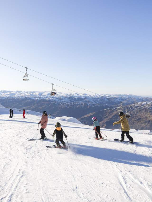 Family skiing on at Cardrona Alpine resort