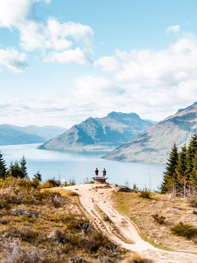 View of mountains and lake from Queenstown Hill Summit