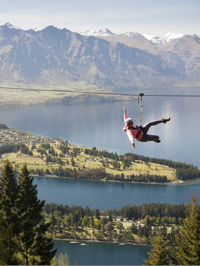 Man ziplining in spring with Ziptrek Eco Tours