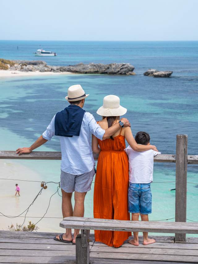 Family at a lookout point on Rottnest Island