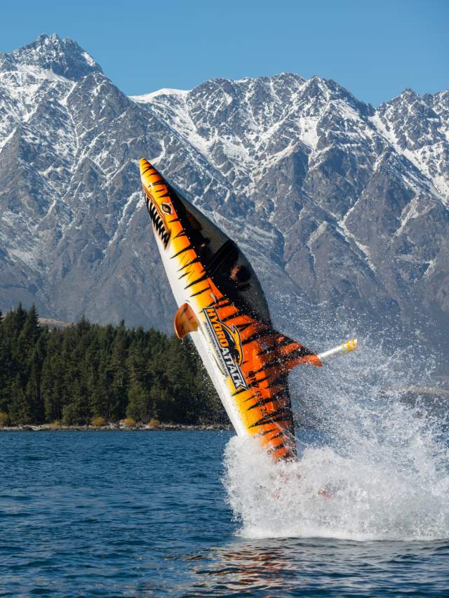 Hydro Attack leaping out of the water in Queenstown