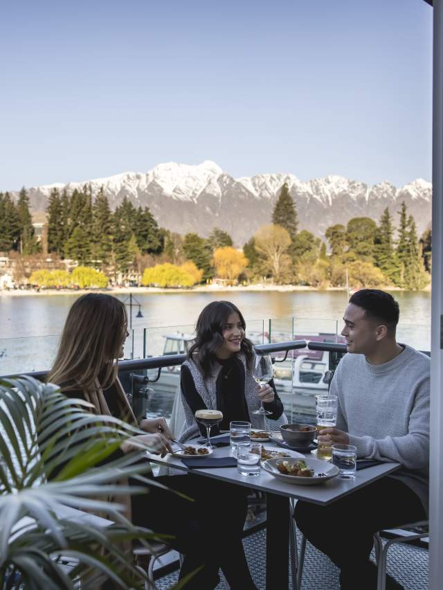 Winter dining with friends at Boardwalk Restaurant, Queenstown