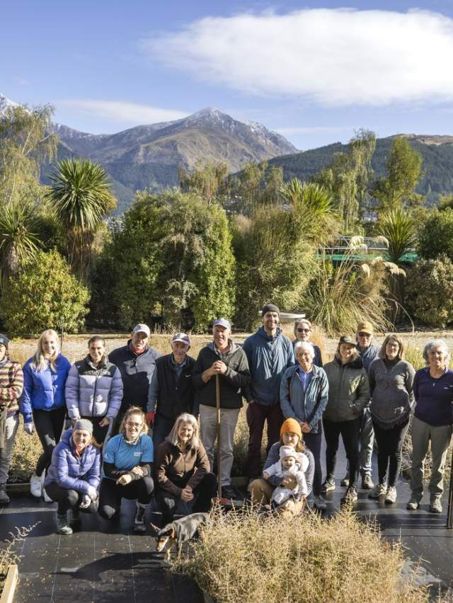 Group of Whakatipu Reforestation Trust Volunteers in standing in the nursery