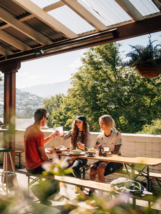 Bikers enjoy food at Bespoke Kitchen