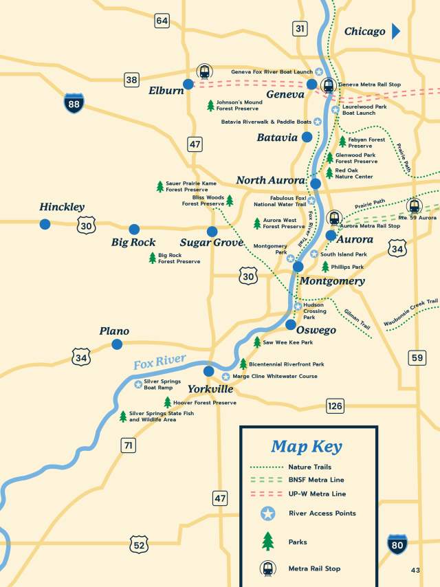 Aurora Area of Illinois Map with Transportation Options