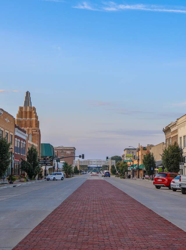 View down Santa Fe in downtown Salina, Kansas