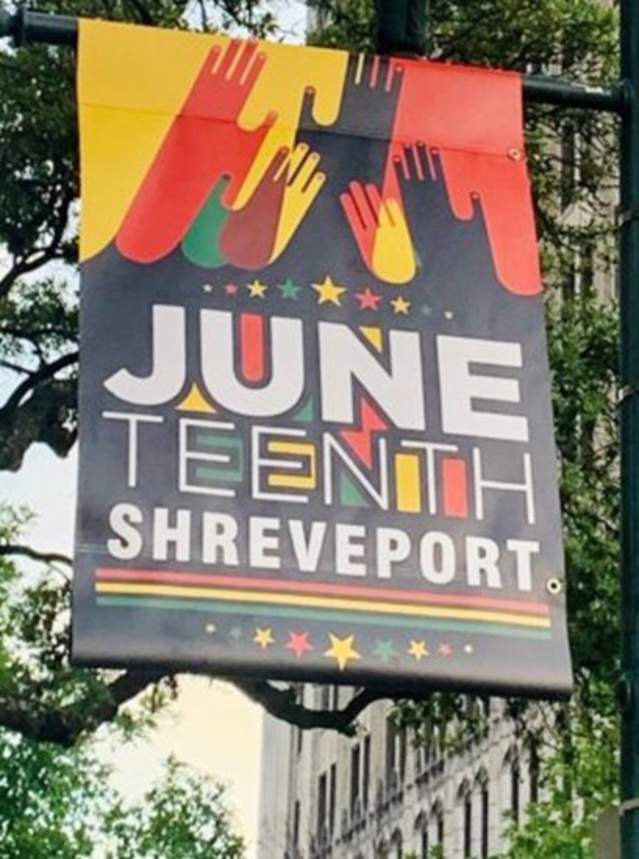 Juneteenth Banner in Downtown Shreveport