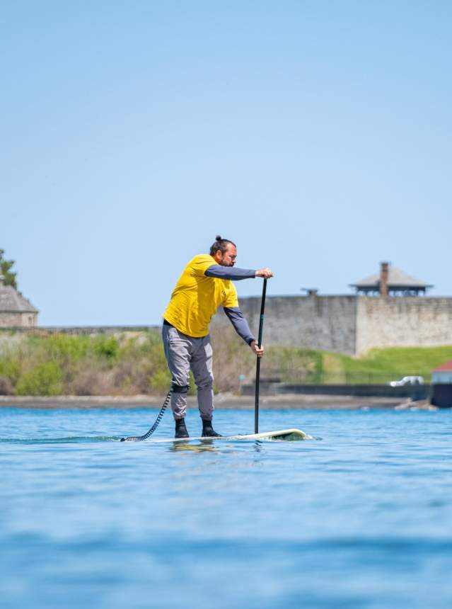 Man paddleboarding on the Niagara River
