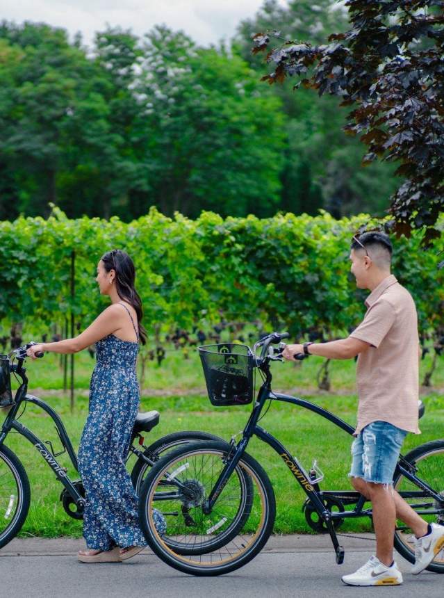 Couple biking