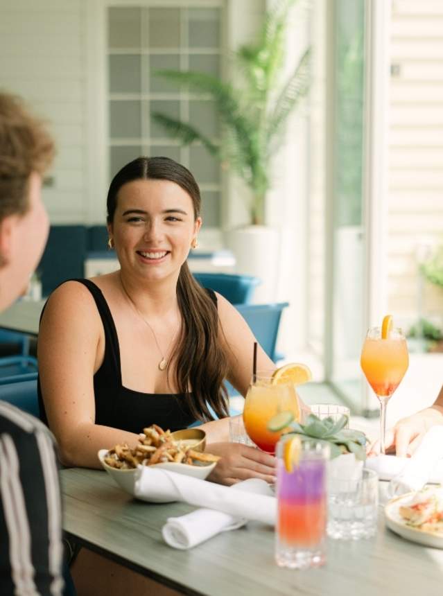Group dining on a patio