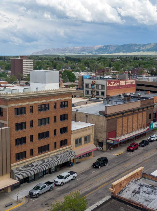 Aerial view of downtown Casper, WY