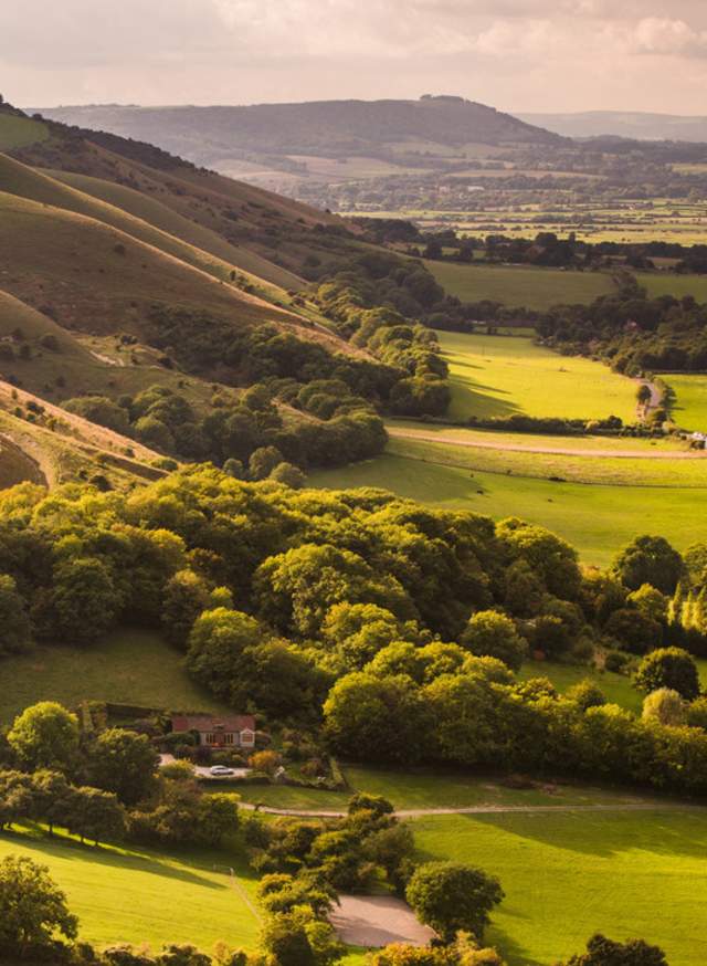 A panoramic view over Fulking in the south downs national park