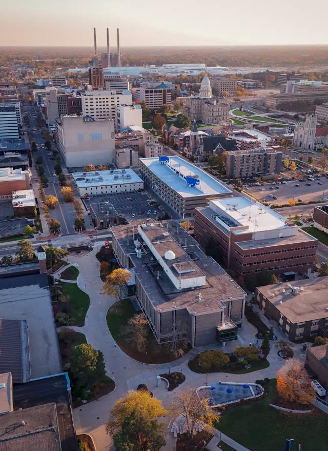 Arial view of downtown Lansing