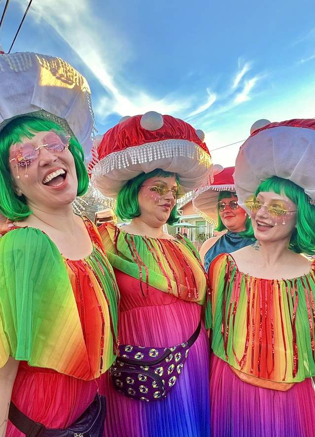 Women costuming on Mardi Gras Day