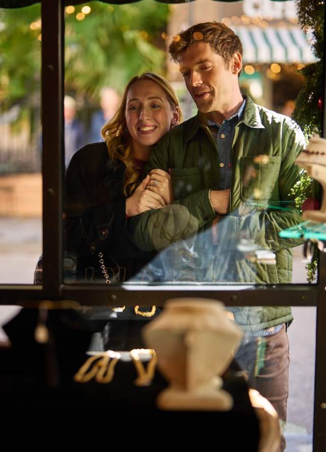 Couple walking and window shopping