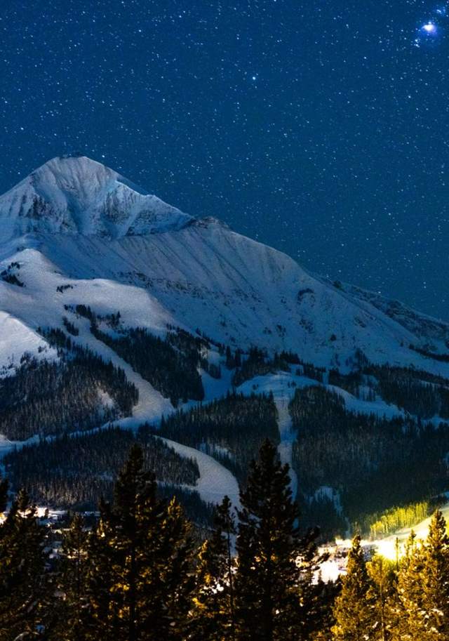 Lone Mountain at night