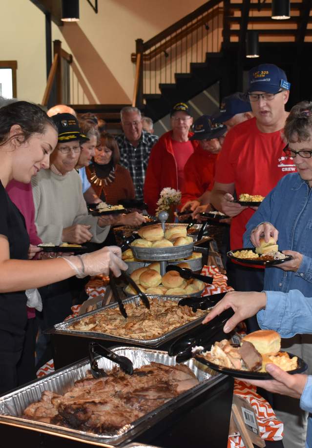 group at a buffet meal