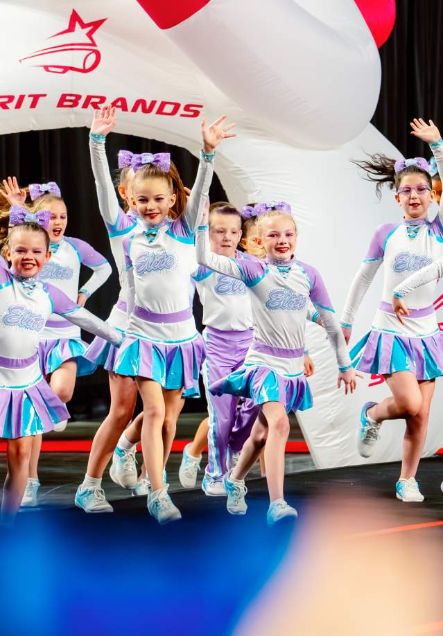 Girls competing at cheer competition