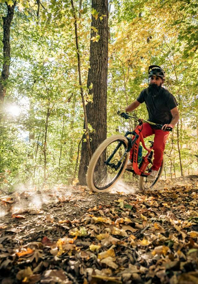 mountain biker in the fall