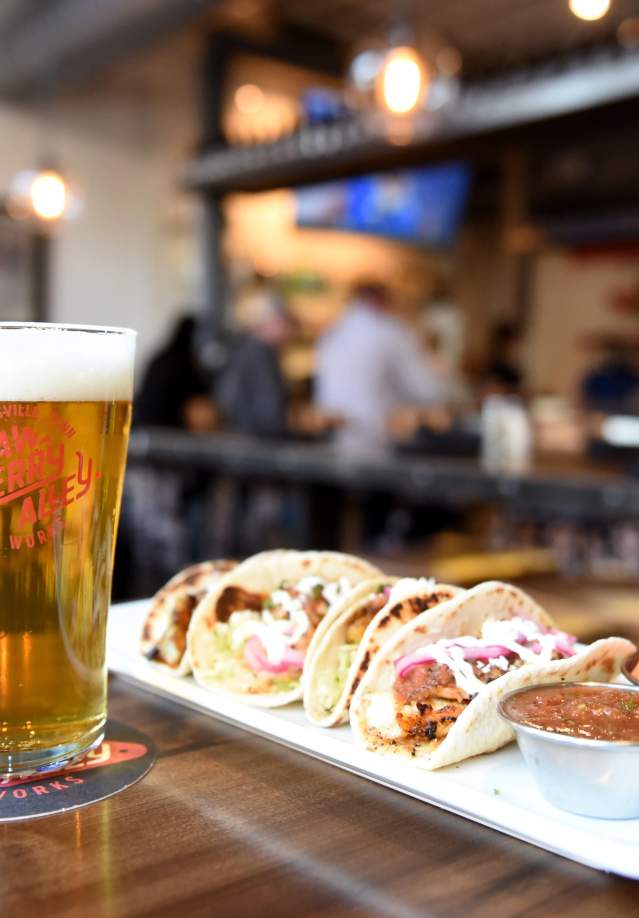 food and beer at a pub