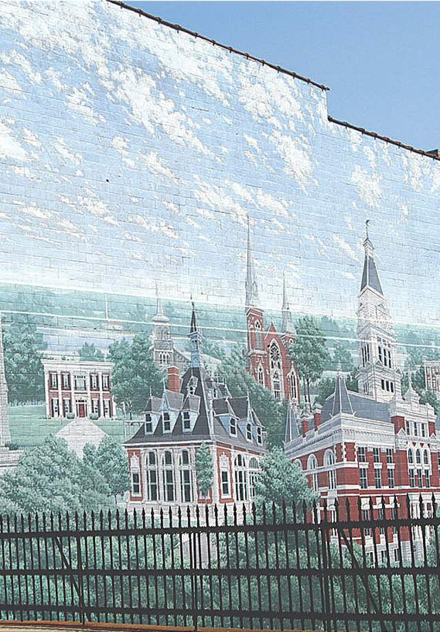 mural of historic buildings