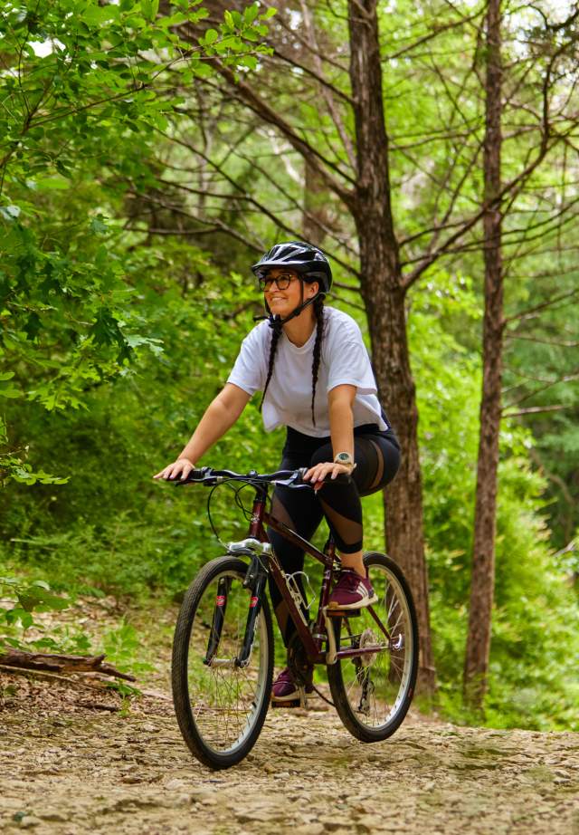 woman biking