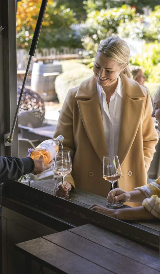 Two people wine tasting