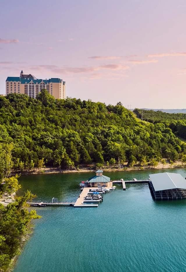 Chateau on the Lake Sunset Scenic Summer Lodging Spring Marina